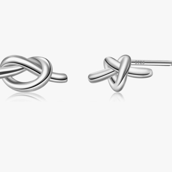 Sterling Silver 925 Knot Stud Earrings - Picture 1 of 8
